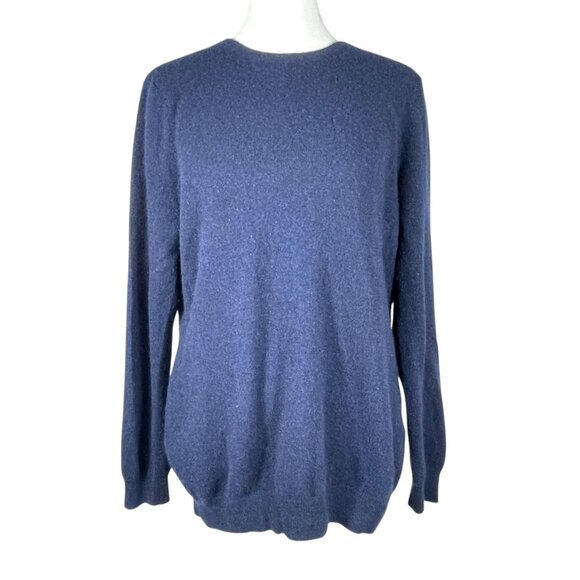 Charter Club 100% Cashmere Navy Blue Crew Neck Sweater XL Luxury Soft Knit - Picture 3 of 9